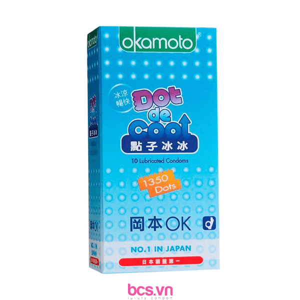 Bao cao su gai lạnh Okamoto Dot De Cool kéo dài thời gian (10 chiếc)