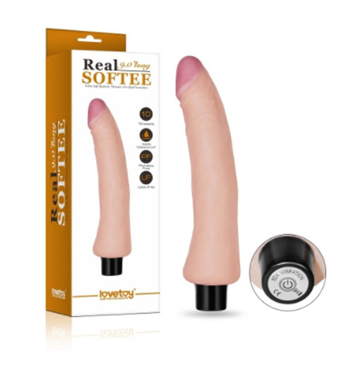 Dương vật Lovetoy Real Softee siêu mềm dài 10 in (23cm) với 10 tần số rung